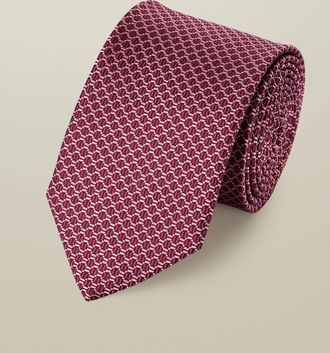 CHARLES TYRWHITT Silk Patterned Tie - Dark Pink Size OSFA by Charles Tyrwhitt