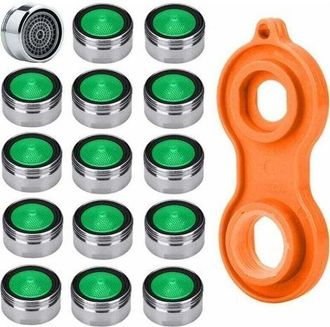OEM Juego De 15 Boquillas Aireadoras Para Grifo M24 De Ahorro De Agua Con Herrajes De Lat&oacute;n Cromado De Alta Calidad + 1 Aireador De Grifo Universal
