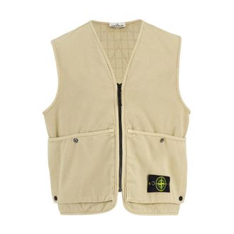 Stone Island Cotton Utility Vest - Heren - Bodywarmers - Beige - M - Katoen - Jassen