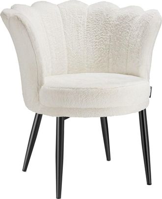 TecTake Sill&oacute;n comedor, forma flor, pelaje sint&eacute;tico, 67x64x76 cm crema/negro