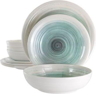 Elama Potters Wheel 12 Piece Lightweight Melamine Dinnerware Set in Blue at Nordstrom