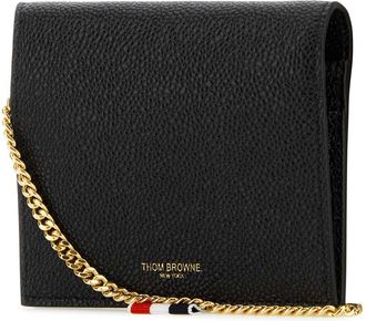 Thom Browne Womens Grain Leather Card Case Black Cases