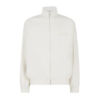 GCDS Linnen Blend Logo Tracktop - Heren - Zomerjassen - Wit - S - Linnen - Jassen