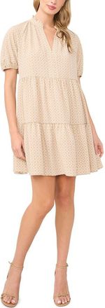 CeCe by Cynthia Steffe Geometric Print Babydoll Dress in Birch at Nordstrom, Size X-Large
