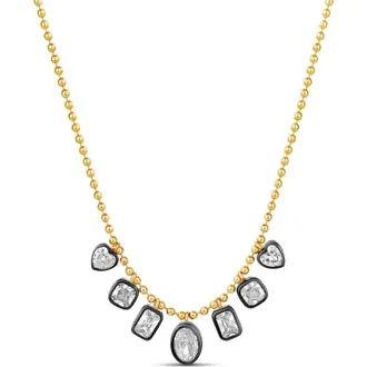 SHYMI Mixed Shape Stone Dangle Ball Chain Necklace in Gold/black at Nordstrom
