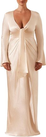 Shona Joy La Lune Plunged Tie Front Maxi Dress