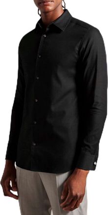 Ted Baker Mens Lecce Long Sleeve Textured Stripe Shirt in Black