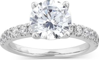 Pompeii3 Certified 4Ct TW Diamond Pave Engagement Ring in 14k Gold Lab Grown