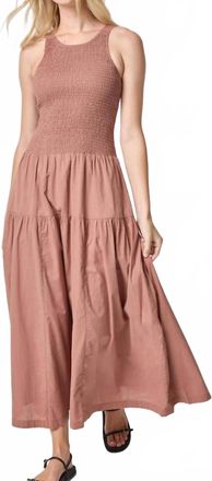 Lilla P Smocked Bodice Midi Dress In Bark