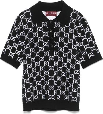 Gucci Black GG Supreme wool polo shirt
