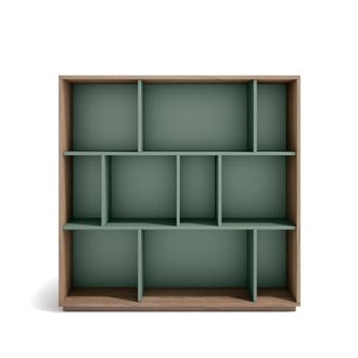 HERDASA Estanter&iacute;a librer&iacute;a en melamina nogal y verde 117x119x32 cm