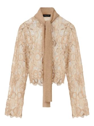 Fabiana Filippi macramé-lace tie-neck shirt - Neutrals