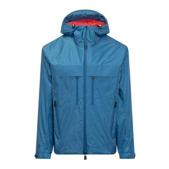 Moncler Rain Jackets, male, Blue, Size: XL Thurn Windstopper Hooded Windbreaker