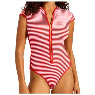 Seafolly Clubhouse Cap Sleeve Zip Front One Piece Badeanzug f&uuml;r Damen | bunt