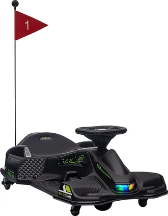 HOMCOM 12V Electric Go Kart for Kids with Music - LED Lights - Black | TJ Hughes