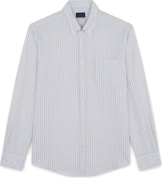Paul & Shark Gestreept Mousseline Overhemd - Heren - Casual Overhemden - Beige - 4XL - Katoen - Overhemden