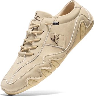 Generic Mens Sneakers, Mens Hiking Shoes Winter Waterproof Hiking Boots Anti Slip Warm Footwear with Durable Hiking Ready Design Beige