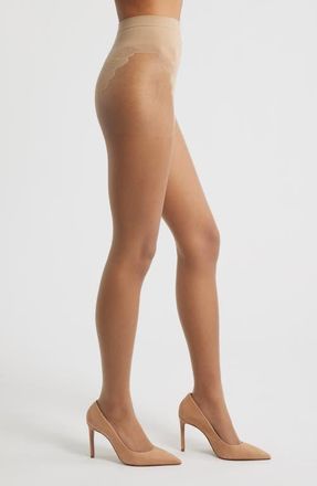 Hue French Lace Control Top Tights in Natural at Nordstrom, Size 2