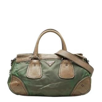 Prada Pre-owned Handbags, female, Green, Size: ONE SIZE Pre-owned Vintage Nylon Shoulder Bag