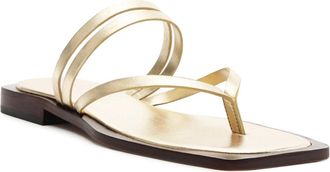 Schutz Schutz Rania Sandals Womens Platina Metallic Leather Square Toe HTAT948