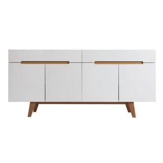 Miliboo Aparador Escandinavo Blanco Brillante Y Fresno 180cm Melka