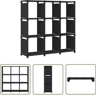 vidaXL vidaXL Scaffale per libri - Mobile per 9 Scatole a Cubo Nero 103x30x107,5 cm in Tessuto