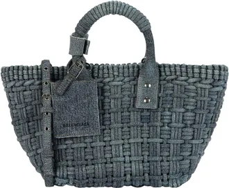 Balenciaga Bistro Xs Leather-Trim Basket Top Handle Bag