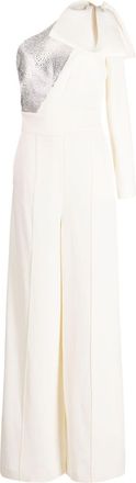 Elie Saab crystal-embellished one-shoulder jumpsuit - women - Viscose/Acetate/Elastane/Polyester - 40 - White
