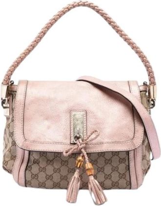Gucci Pre-owned Bella Satchel - Dames - Vintage Schoudertas - Beige - ONE Size - Leer - Vintage