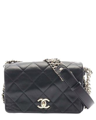 Chanel Black Lambskin Matelasse Shoulder Bag (Authentic Pre-Loved)