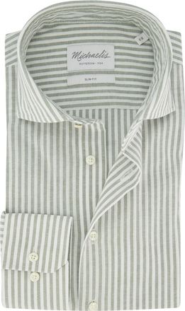 Michaelis overhemd groen gestreept slim fit