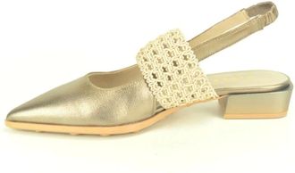Hispanitas Schoenen, Dames, Geel, 37 EU, Brons +raffia band VG.+Tip 2cm