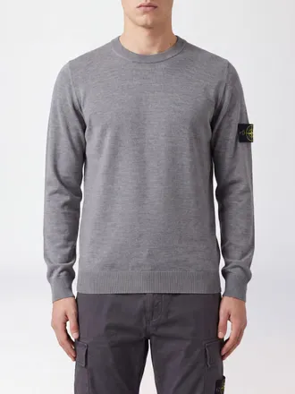 Stone Island Maglia girocollo in 100% lana vergine con logo Compass