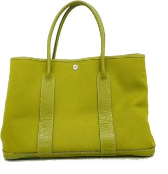 Herm&egrave;s Green Toile Officier Tote Bag (Pre-Owned)