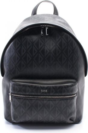 Dior Black Gray Pvc Coated Canvas Leather Backpack (Pre-Owned)