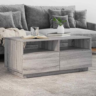 vidaXL Mesa De Centro Con Luces Led Gris Sonoma 90x49x40 Cm Vidaxl