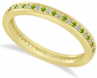 Allurez Diamond & Peridot Eternity Wedding Band 14k Yellow Gold (0.28ct)
