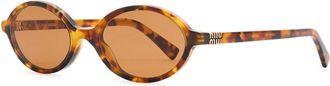 Miu Miu Oval-frame Sunglasses - Havana - One Size