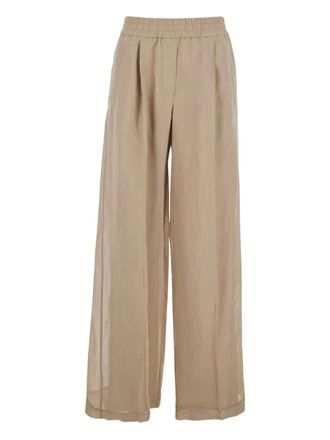 Brunello Cucinelli elasticated palazzo pants - women - pure cotton - 42 - C8690 BEIGE