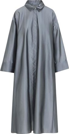 Max Mara Dark Grey Shirt Collar Midi Shirt Dress