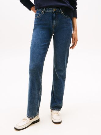 Tommy Hilfiger Straight-Jeans TOMMY HILFIGER DNM DEE CLASSIC STRAIGHT RW, Damen, Gr. 25, L&auml;nge 30, blau (dunkelblau), Denim/Jeans, Obermaterial: 99% Baumwolle, 1% El