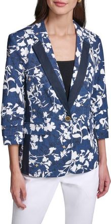 Karl Lagerfeld Floral Print Blazer in Midnight Navy/soft White at Nordstrom, Size 12