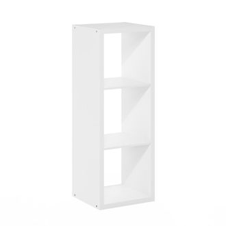 Furinno Cubicle Open Back Decorative Cube Storage Organizer, 3-Cube, White