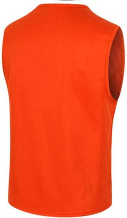Generic Cotton Dress Shirt Pinstripe Mens Shirt Men Zipper Casual Multi Pocket Sleeveless Jacket Coat British Suit Vest Blouse (Orange, XXXL)