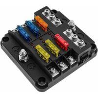 OEM Caja De Fusibles De 6 V&iacute;as Y 12 V, Bloques Portafusibles De Cuchilla Con 16 Fusibles, 6 Indicadores Led, Cubierta Protectora Para Autom&oacute;viles, Barcos,