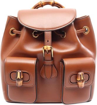 Gucci Pre-owned Gucci Calfskin Bamboo Drawstring Backpack Ladies PFTSES3OF38XV6F3