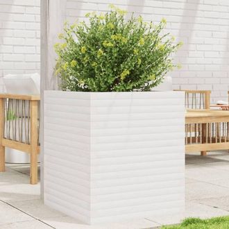 vidaXL Jardinera Madera Maciza De Pino Blanco 60x60x68,5 Cm Vidaxl