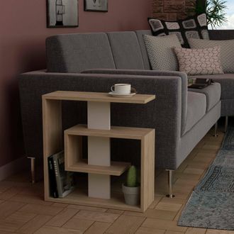 Dmora Mesa De Centro Rumbia, Revistero Multiuso, Forma Rectangular, Color Marr&oacute;n, 55x20x57h Cm Roble Marr&oacute;n