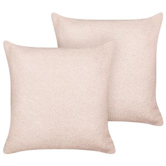 Beliani Beliani - Conjunto De 2 Cojines Decorativos De Boucl&eacute; Con Relleno Funda Extra&iacute;ble 45 X 45 Cm Rosa Leuzea