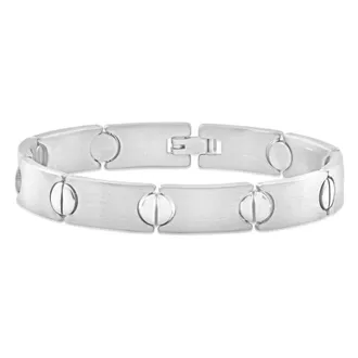 Pompeii3 Mens Steel Single Tone Flat Flexible Link 10mm 8 Bracelet